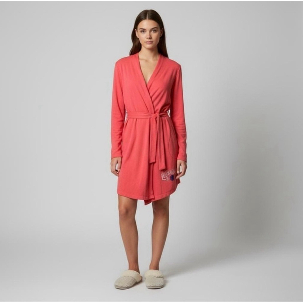 Lucky Brand Women’s Y2K Vintage Coral Long Sleeve Cotton Blend Boho Robe XL